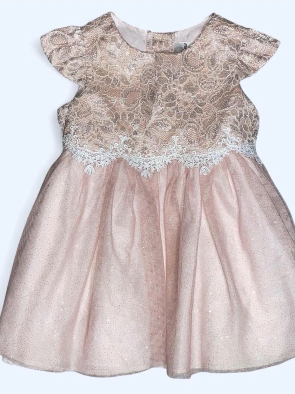 Rare Editions Baby Girls Champagne Lace Dress. Size 24 months